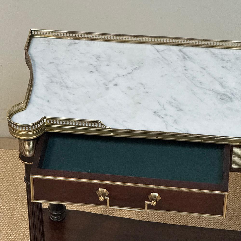 Antique French Directoire Console in mogano con piano in marmo di Carrara in vendita 9