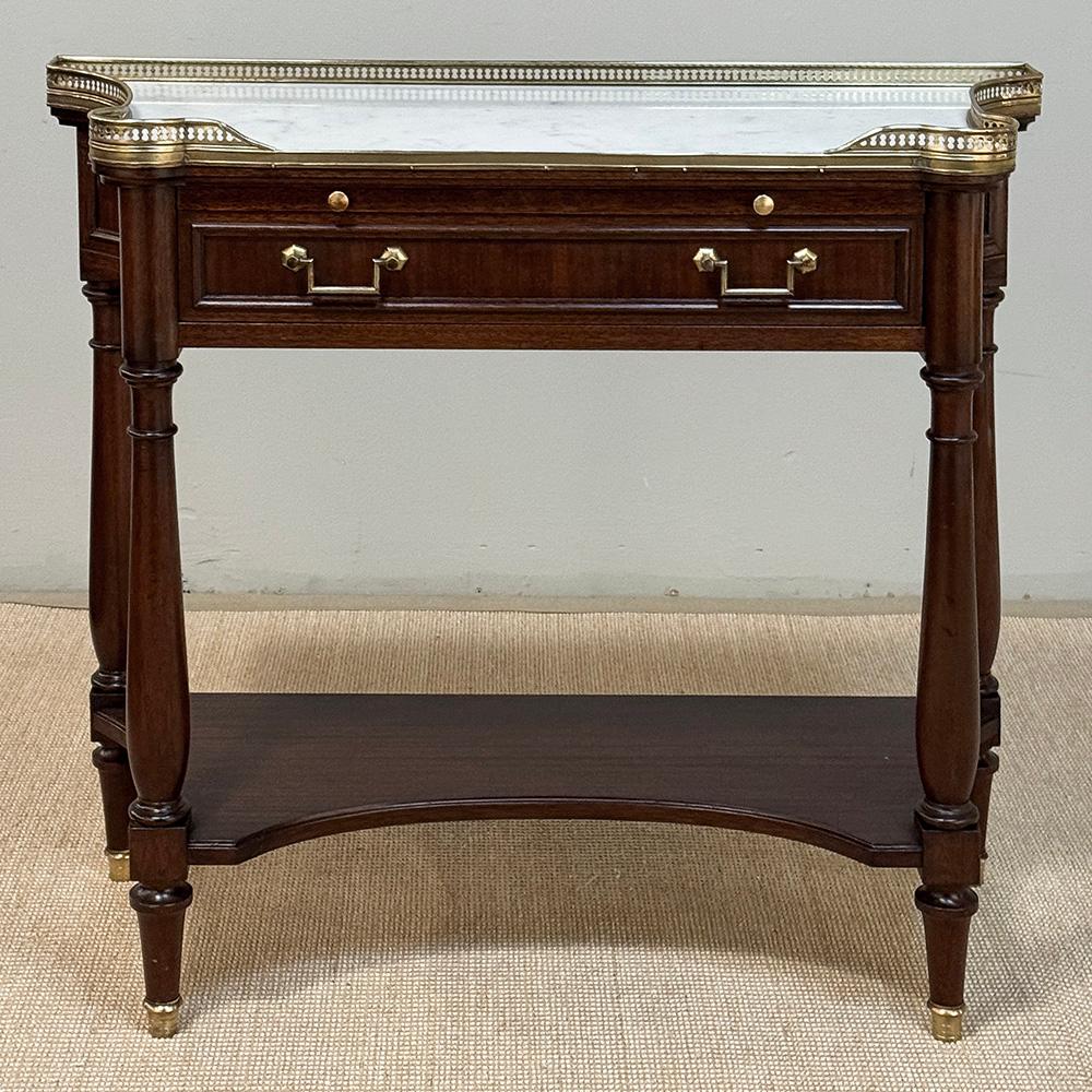 Antique French Directoire Mahogany Console with Carrara Marble Top In Good Condition For Sale In Dallas, TX