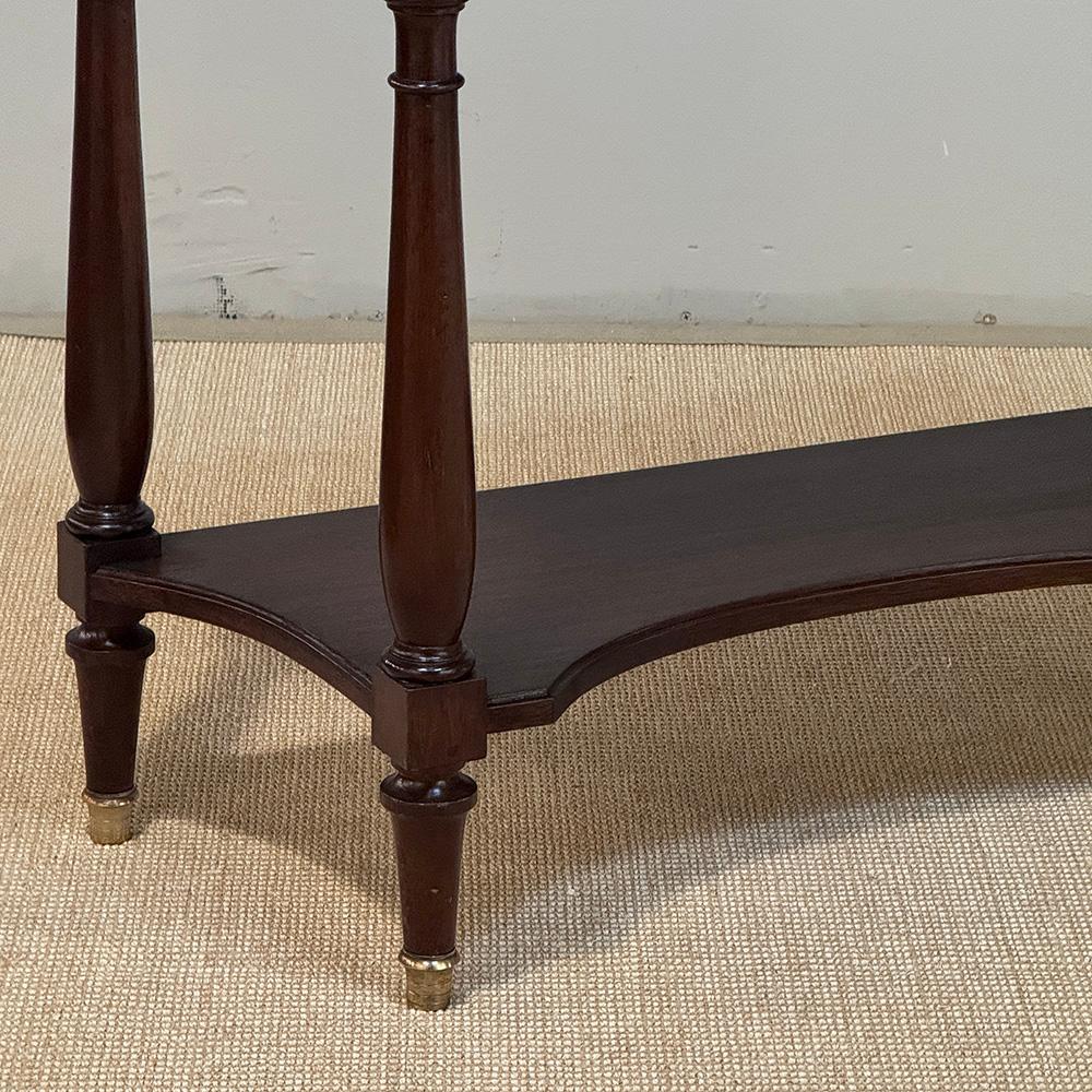 Brass Antique French Directoire Mahogany Console with Carrara Marble Top For Sale