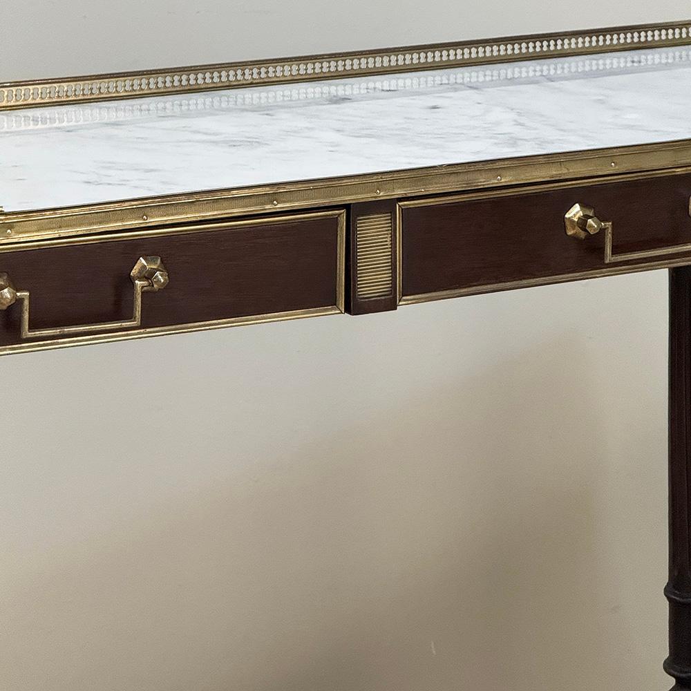 XX secolo Antique French Directoire Console in mogano con piano in marmo di Carrara in vendita