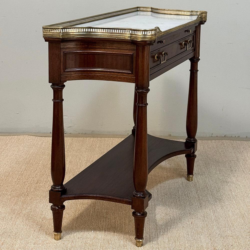 Antique French Directoire Mahogany Console with Carrara Marble Top For Sale 3