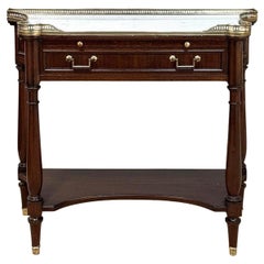 Antique French Directoire Mahogany Console with Carrara Marble Top