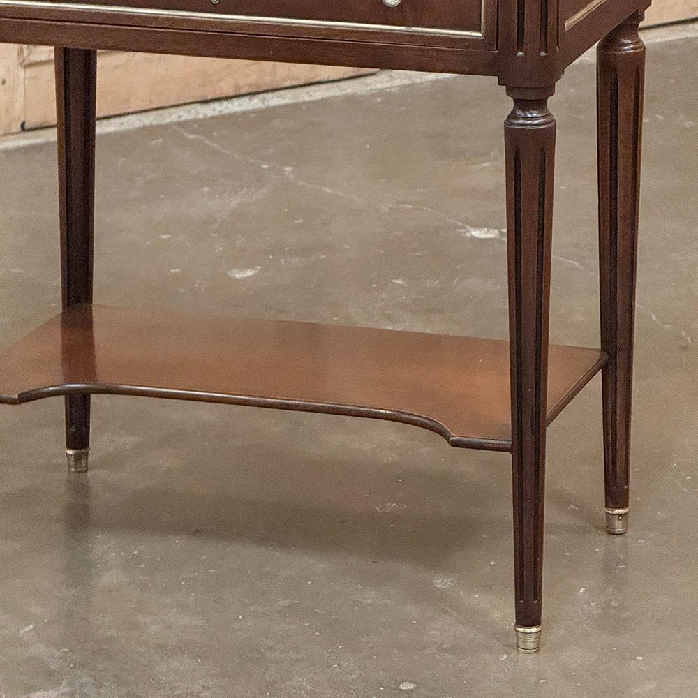 Antique French Directoire Mahogany End Table with Carrara Marble For Sale 5