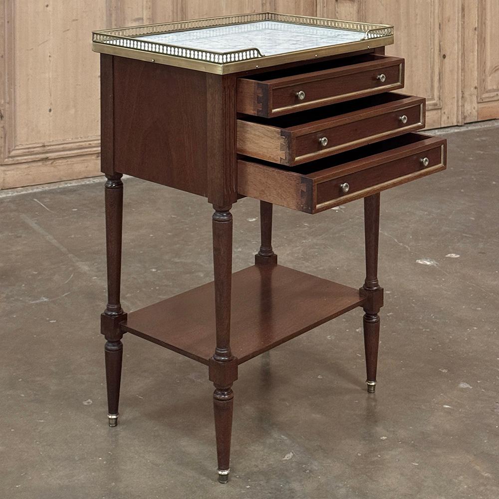 Antique French Directoire Mahogany End Table with Carrara Marble For Sale 6