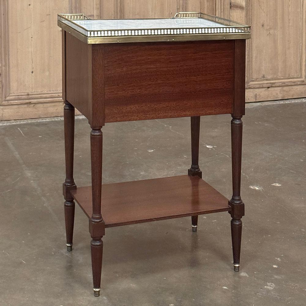 Antique French Directoire Mahogany End Table with Carrara Marble For Sale 8