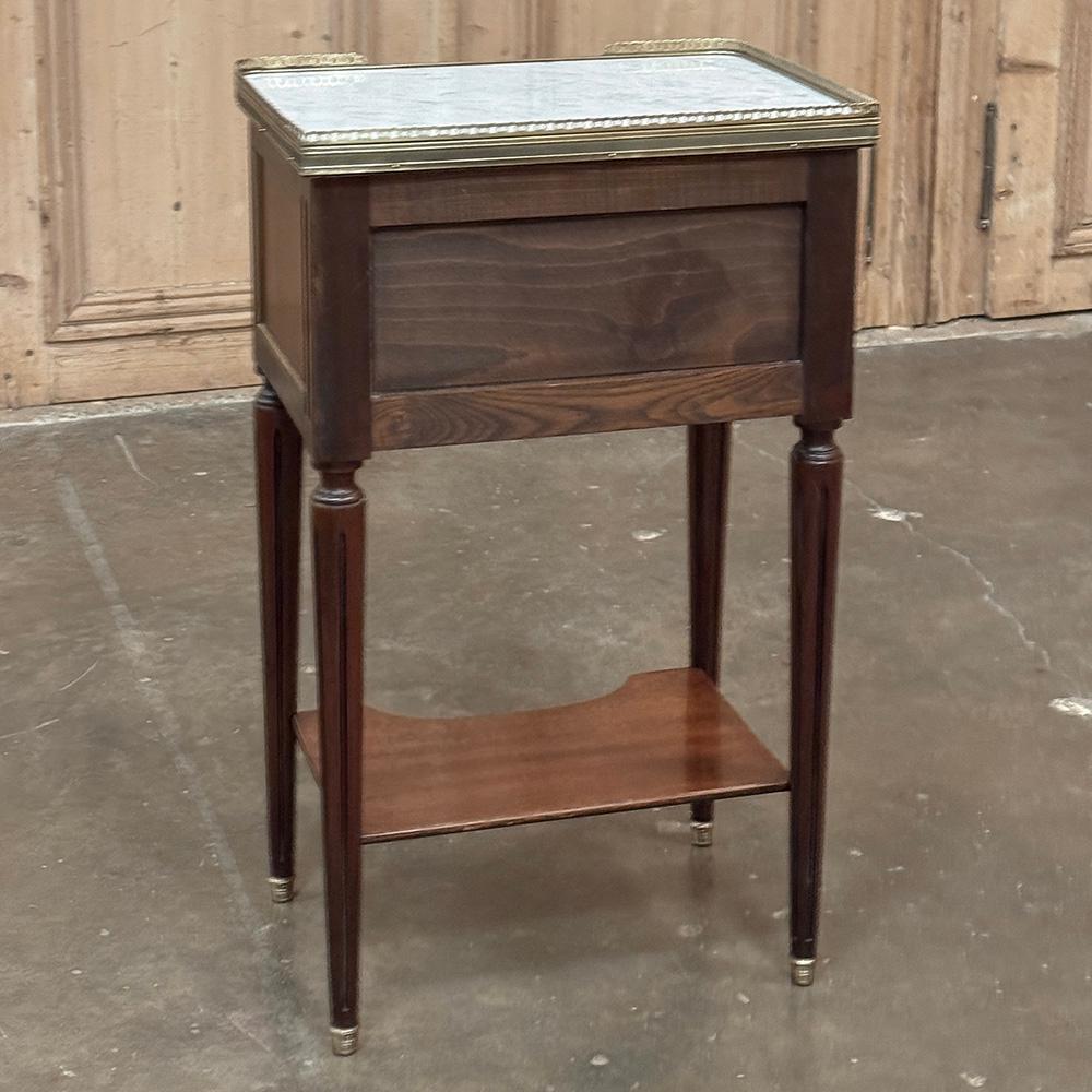 Antique French Directoire Mahogany End Table with Carrara Marble For Sale 10