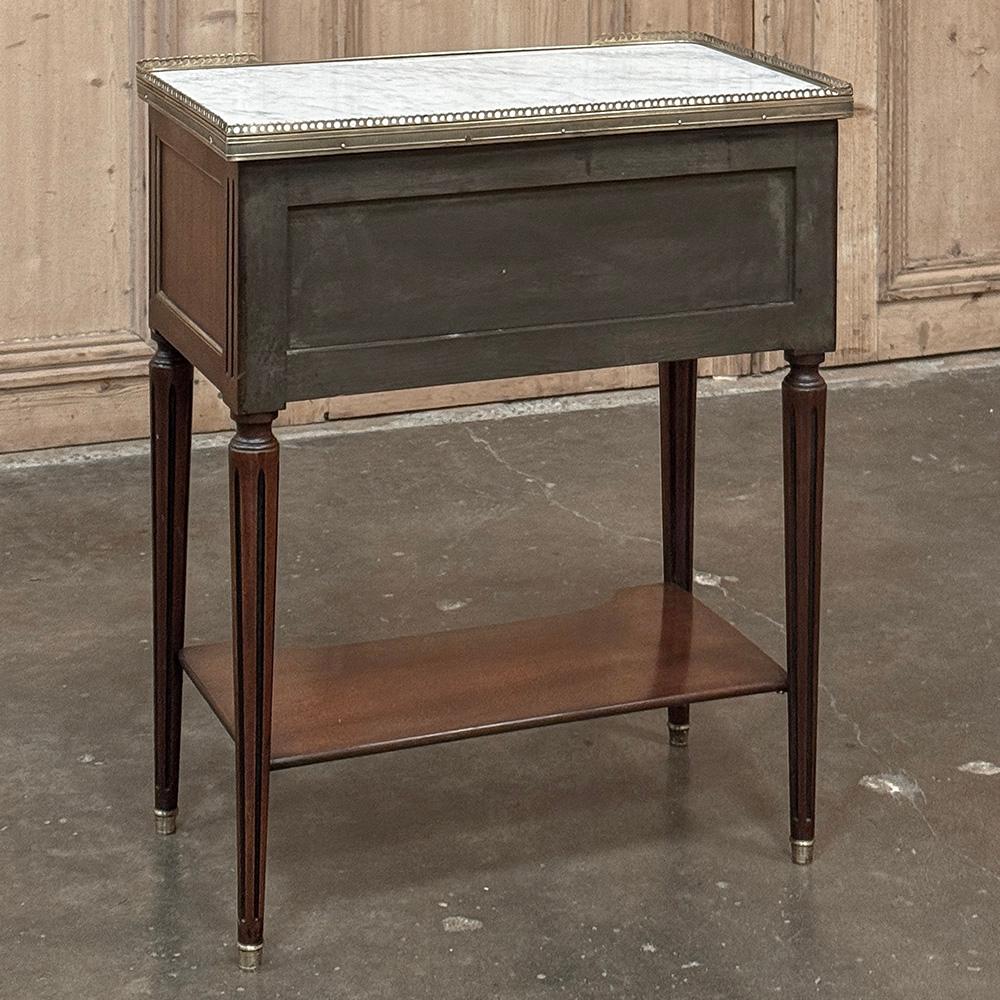 Antique French Directoire Mahogany End Table with Carrara Marble For Sale 12