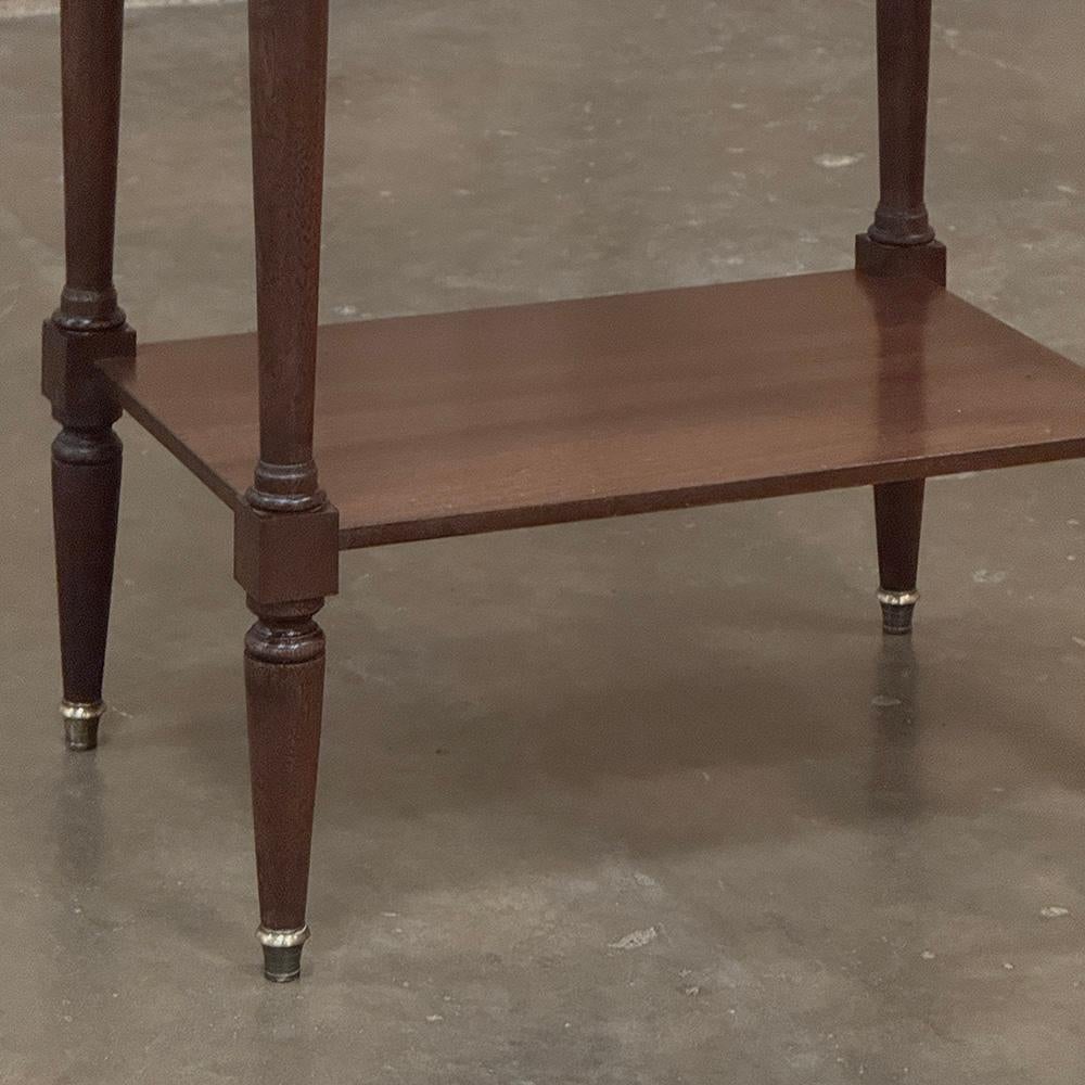 20th Century Antique French Directoire Mahogany End Table with Carrara Marble For Sale