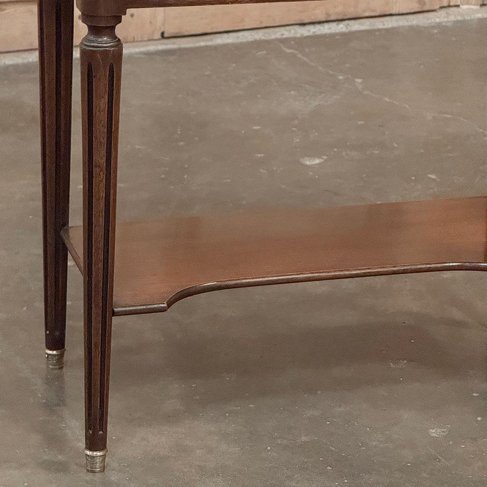 Antique French Directoire Mahogany End Table with Carrara Marble For Sale 1