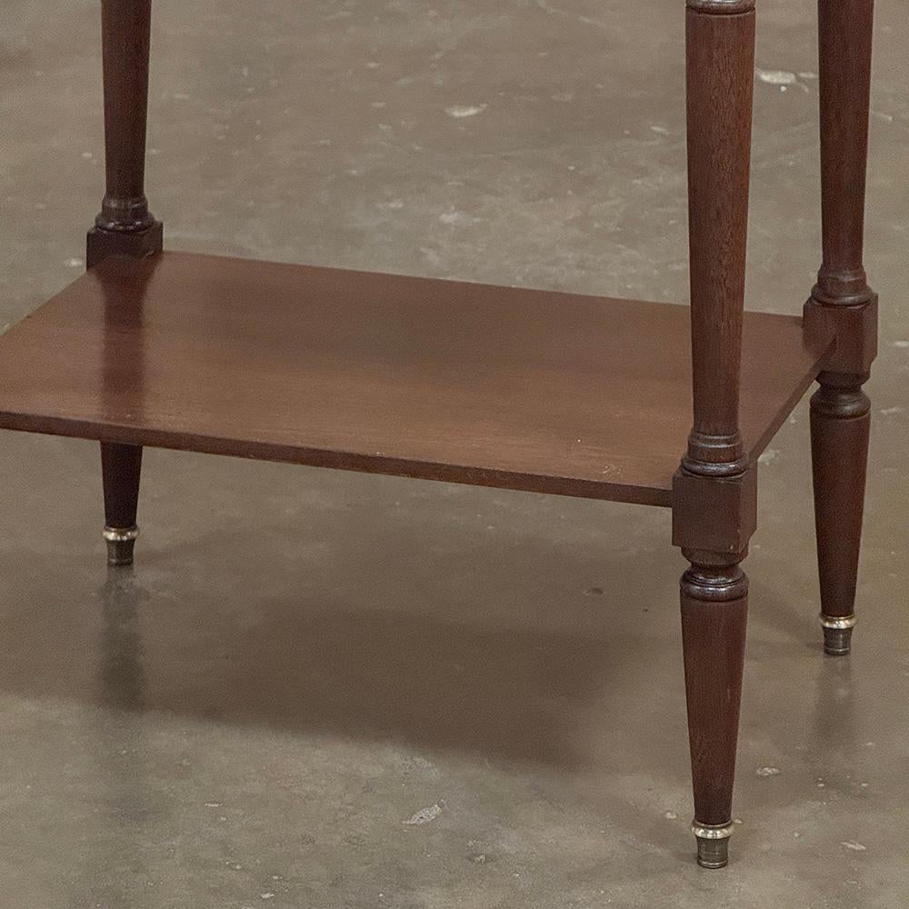 Antique French Directoire Mahogany End Table with Carrara Marble For Sale 1
