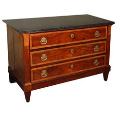 Antique French Directoire Mahogany Marble-Top Commode
