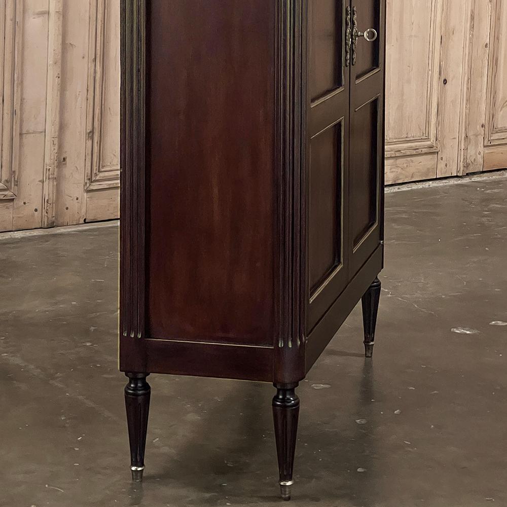 Antique French Directoire Mahogany Petite Cabinet with Carrara Marble Top For Sale 11