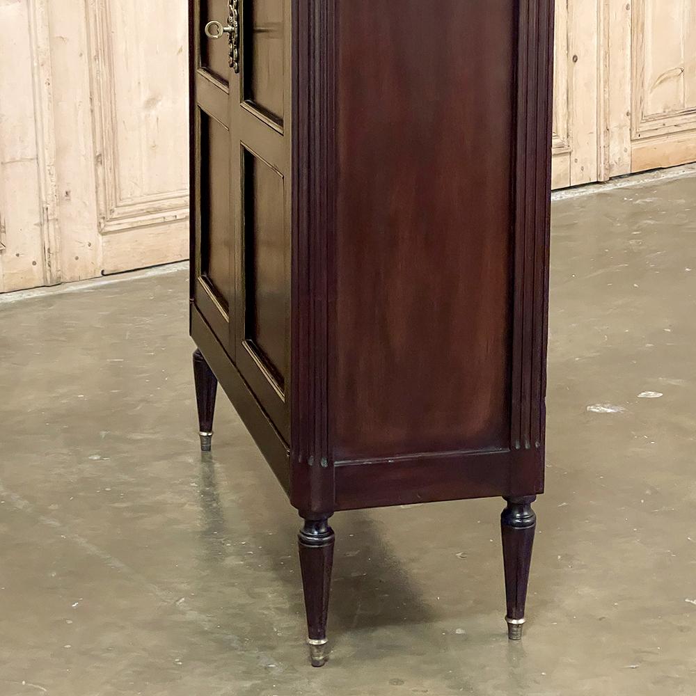 Antique French Directoire Mahogany Petite Cabinet with Carrara Marble Top For Sale 13