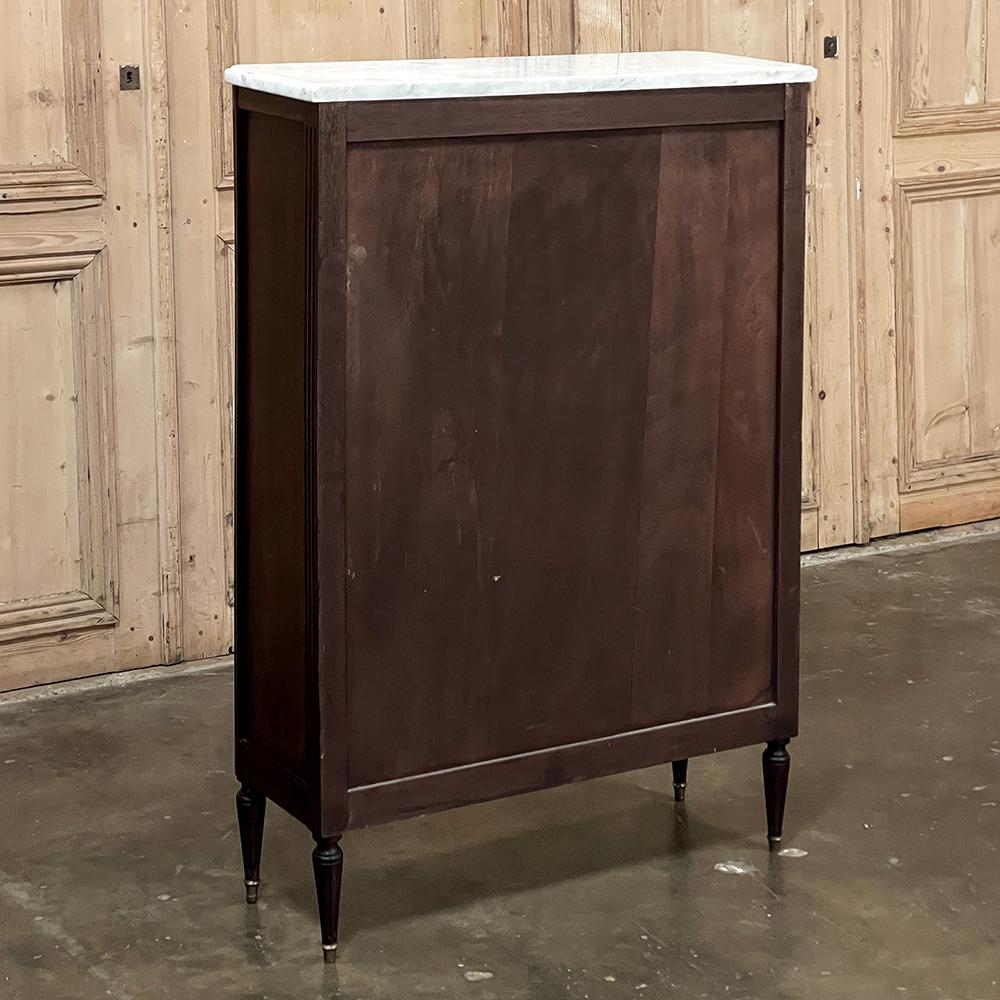 Antique French Directoire Mahogany Petite Cabinet with Carrara Marble Top For Sale 14