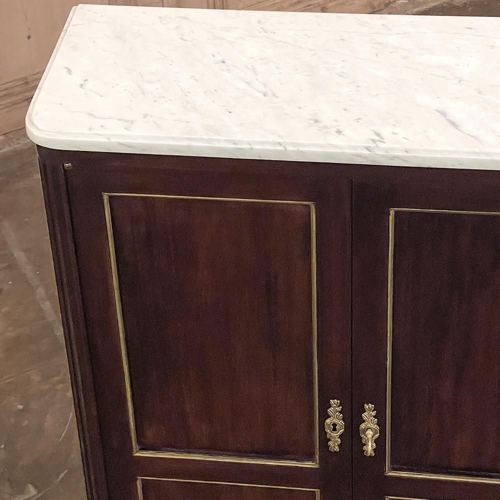 Antique French Directoire Mahogany Petite Cabinet with Carrara Marble Top For Sale 2