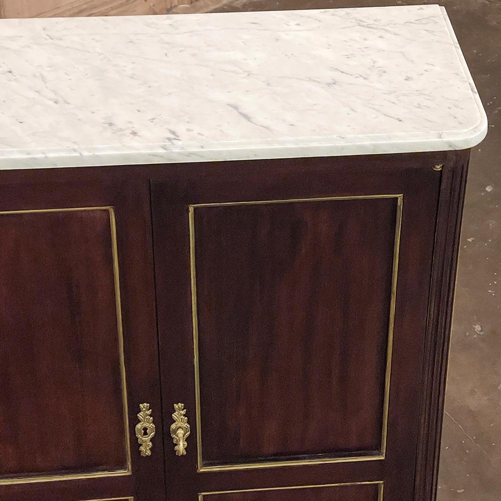 Antique French Directoire Mahogany Petite Cabinet with Carrara Marble Top For Sale 3