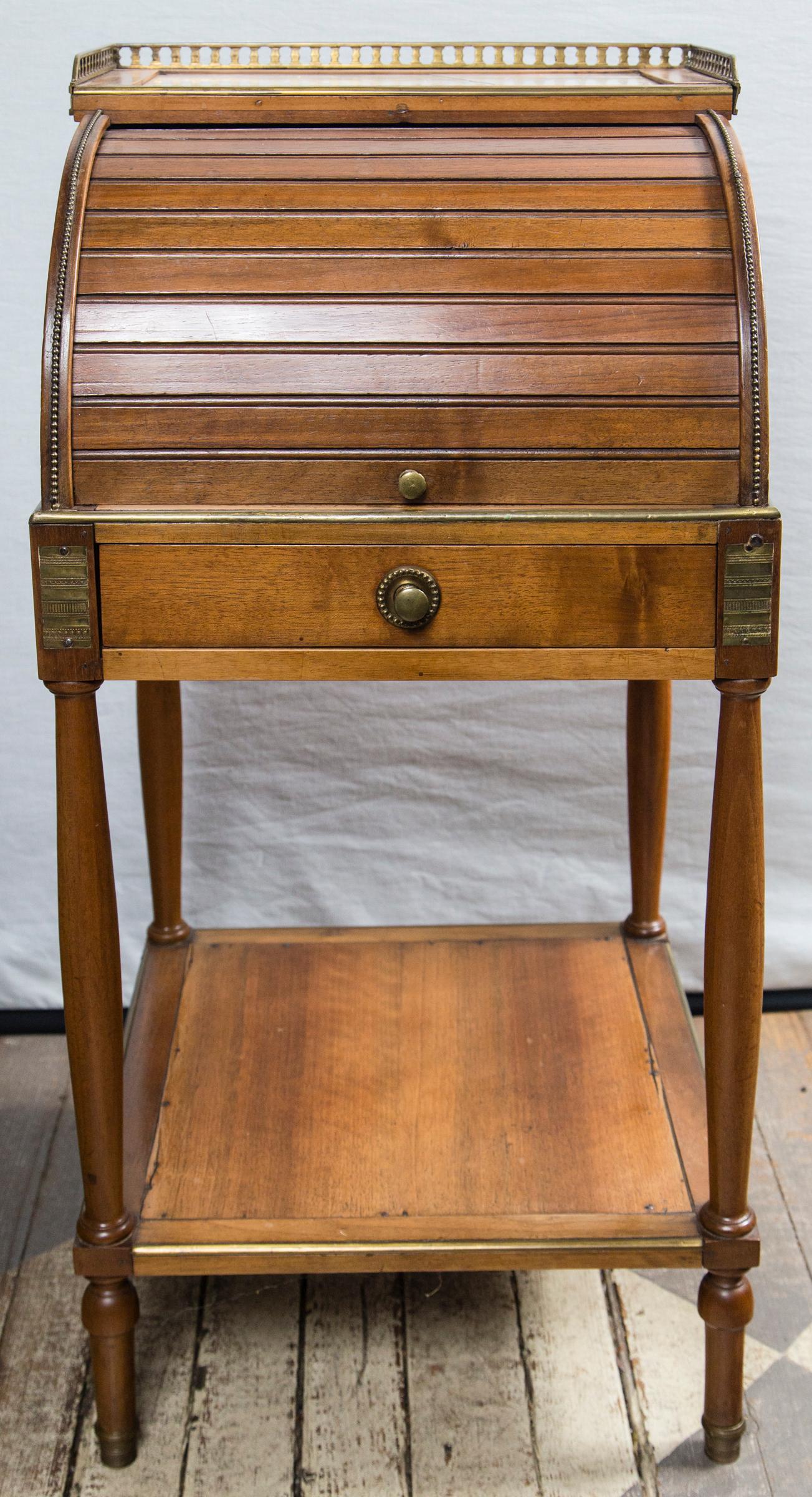 Fruitwood Antique French Directoire Miniature  Roll Top Desk