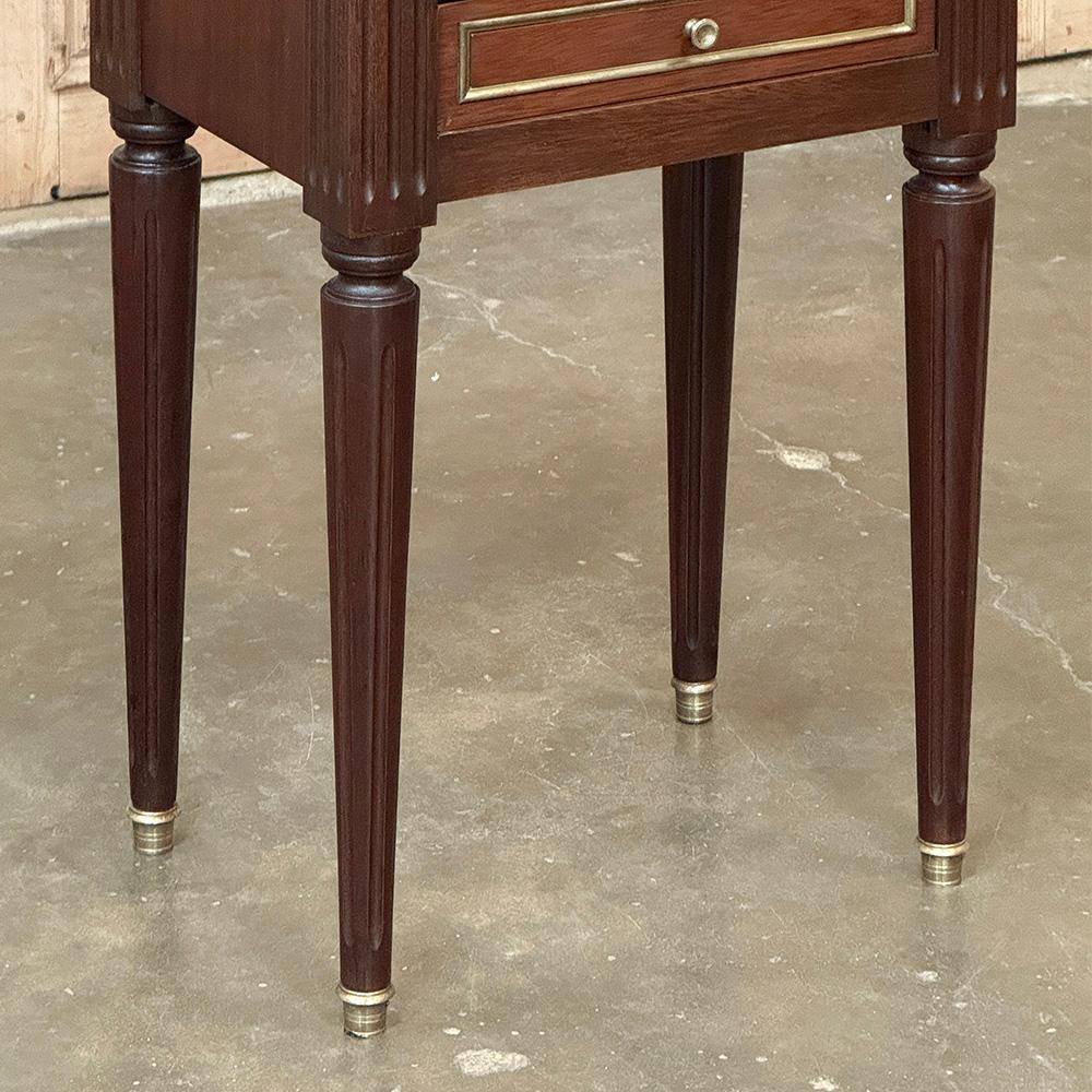 Brass Antique French Directoire Neoclassical End Table with Carrara Marble For Sale