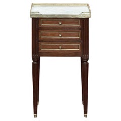 Antique French Directoire Neoclassical End Table with Carrara Marble