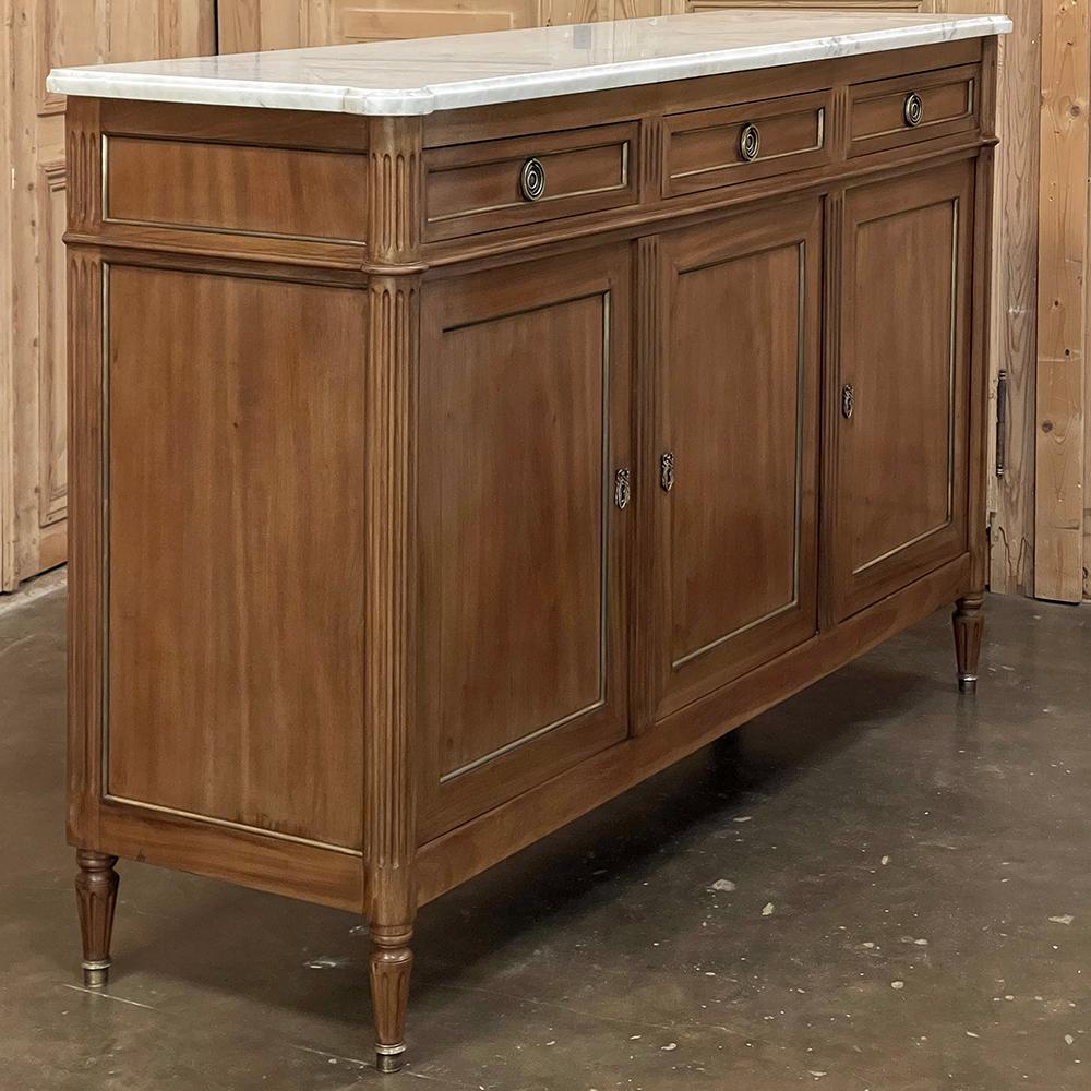 Antique French Directoire Neoclassical Mahogany Buffet with Carrara Marble Top For Sale 10