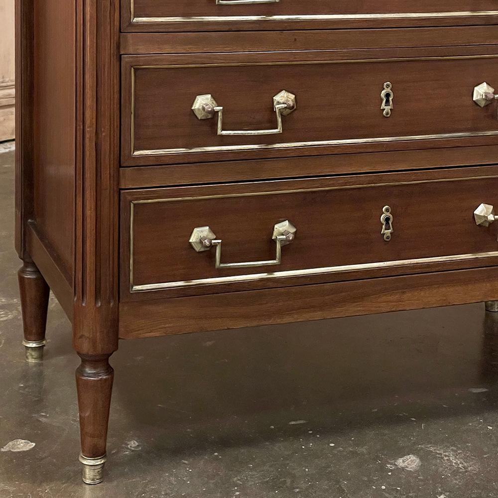 Antique French Directoire Neoclassical Mahogany Commode with Marble Top For Sale 4