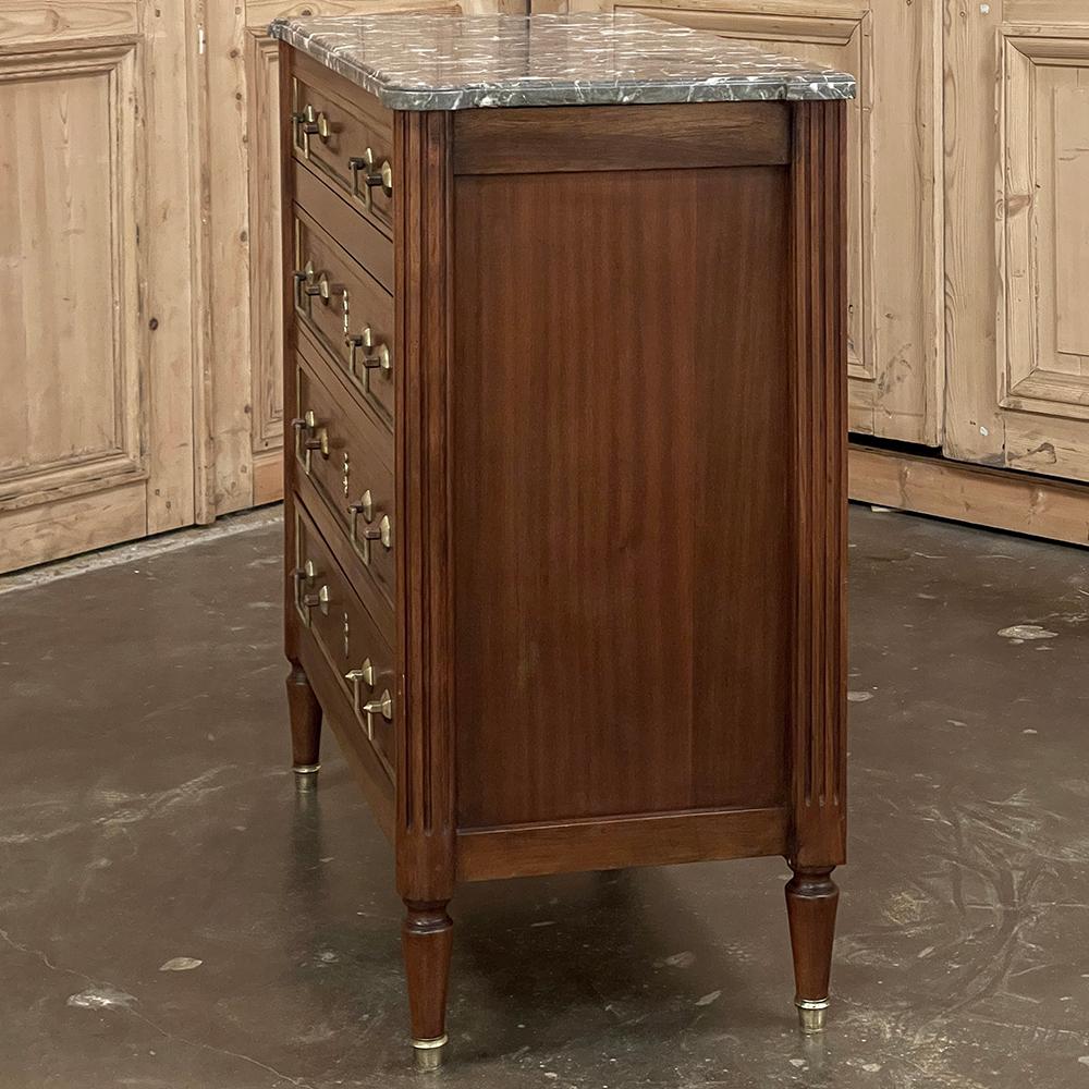 Antique French Directoire Neoclassical Mahogany Commode with Marble Top For Sale 12