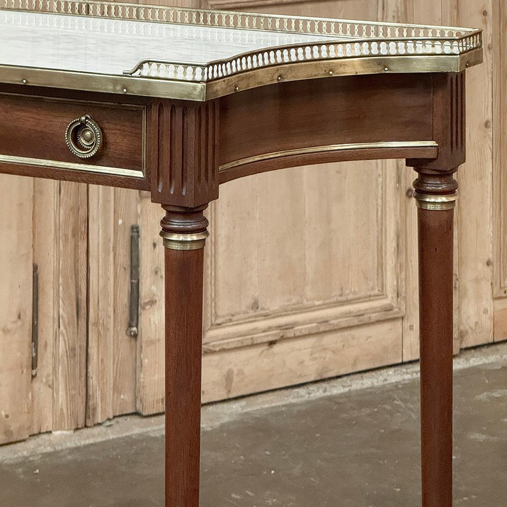 Antique French Directoire Neoclassical Mahogany Console with Carrara Marble For Sale 4