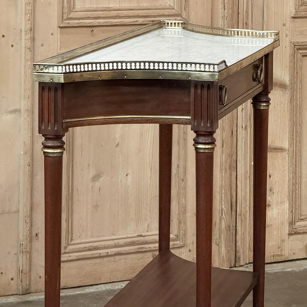 Antique French Directoire Neoclassical Mahogany Console with Carrara Marble For Sale 5