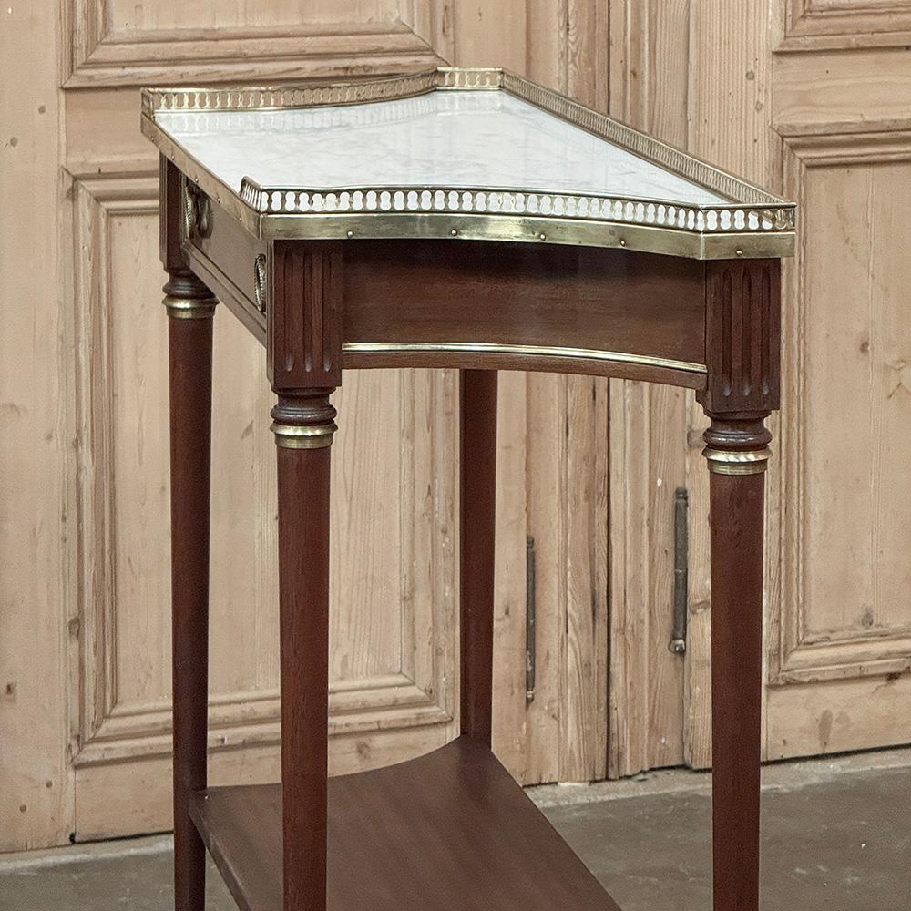 Antique French Directoire Neoclassical Mahogany Console with Carrara Marble For Sale 6