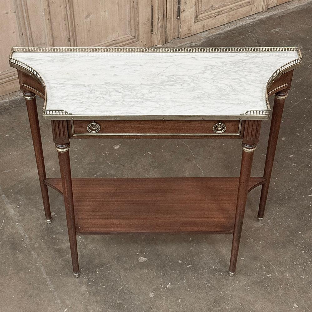 Antique French Directoire Neoclassical Mahogany Console with Carrara Marble For Sale 7