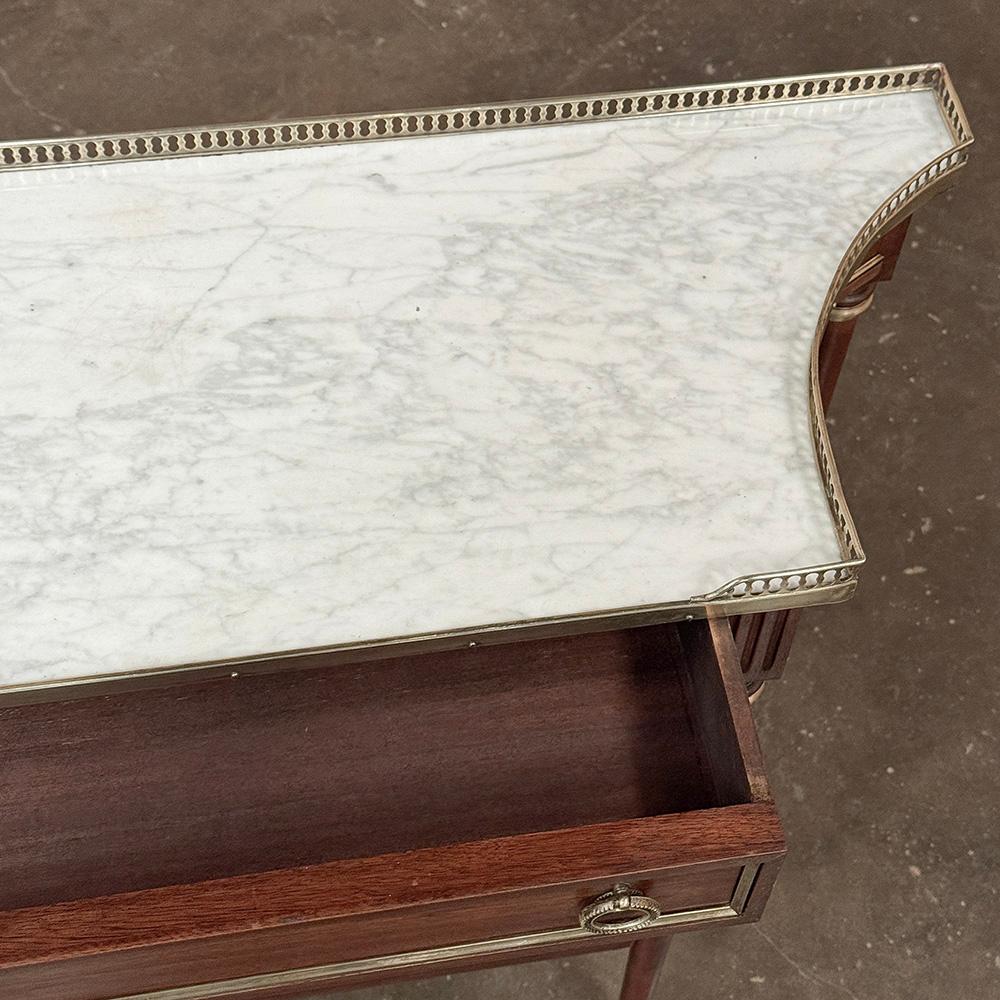 Antique French Directoire Neoclassical Mahogany Console with Carrara Marble For Sale 8