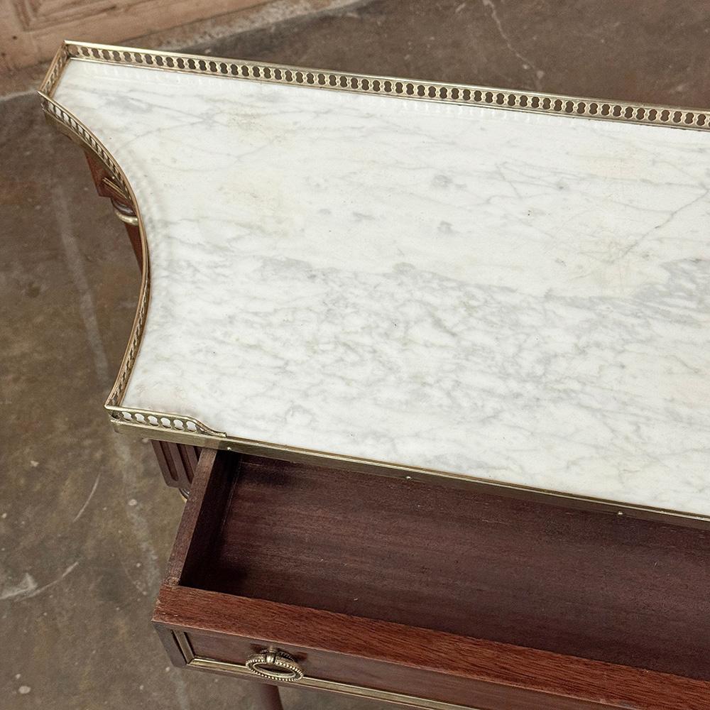 Antique French Directoire Neoclassical Mahogany Console with Carrara Marble For Sale 9