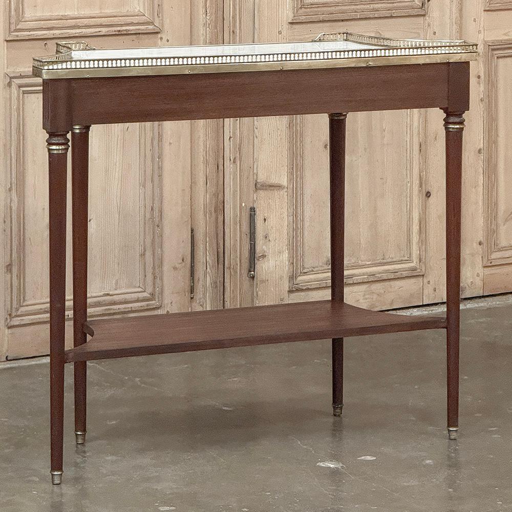 Antique French Directoire Neoclassical Mahogany Console with Carrara Marble For Sale 10