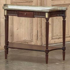 Antique French Directoire Neoclassical Mahogany Console with Carrara Marble