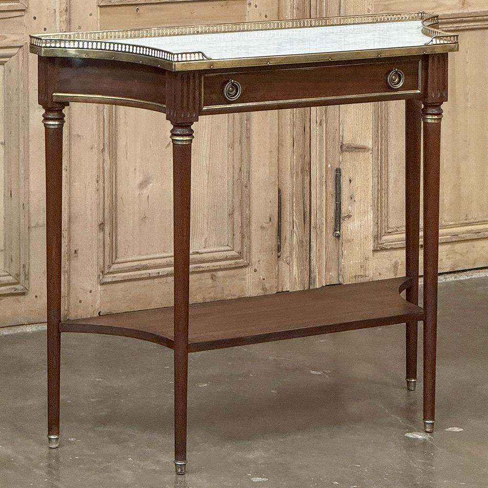 Hand-Crafted Antique French Directoire Neoclassical Mahogany Console with Carrara Marble For Sale