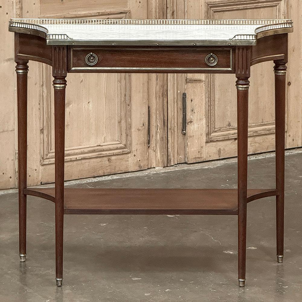 Antique French Directoire Neoclassical Mahogany Console with Carrara Marble In Good Condition For Sale In Dallas, TX