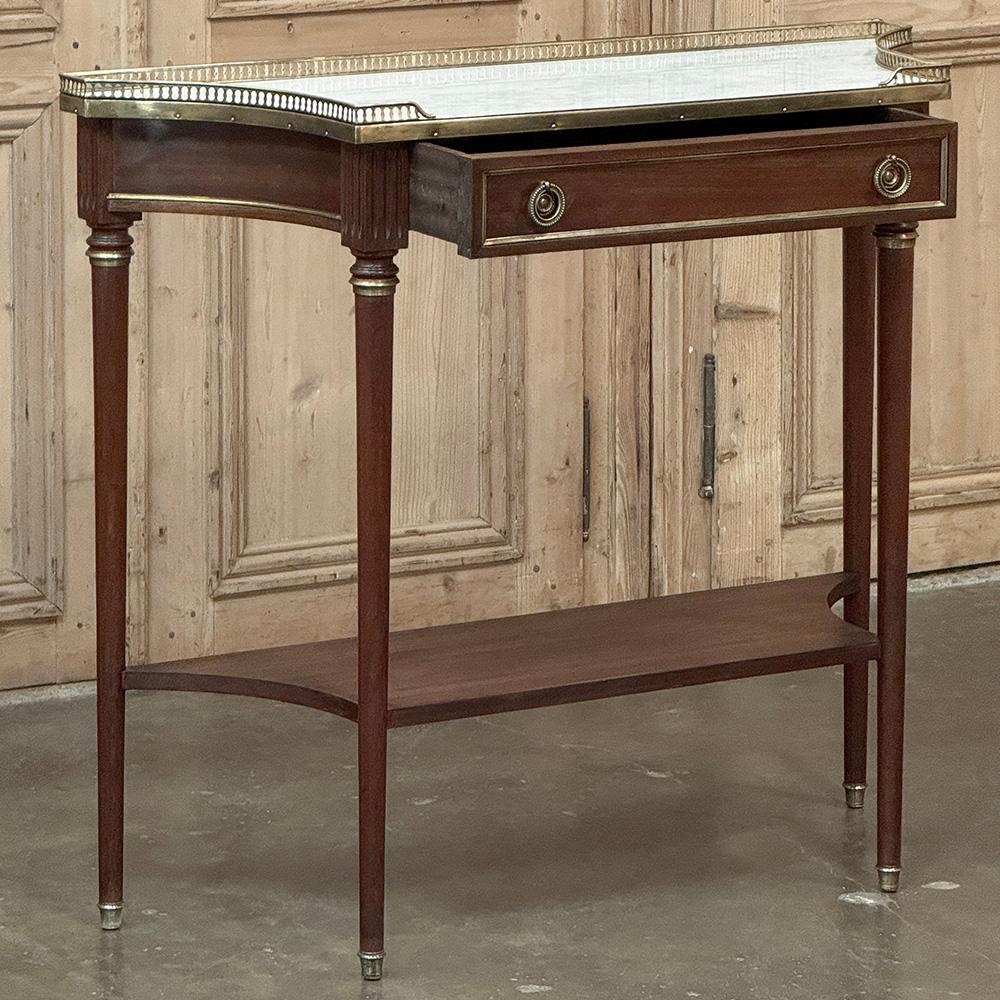20th Century Antique French Directoire Neoclassical Mahogany Console with Carrara Marble For Sale