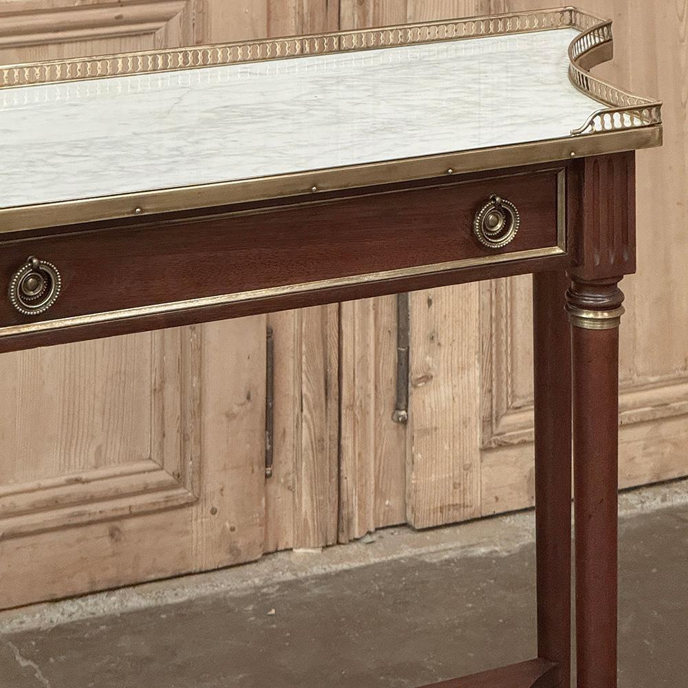 Antique French Directoire Neoclassical Mahogany Console with Carrara Marble For Sale 2