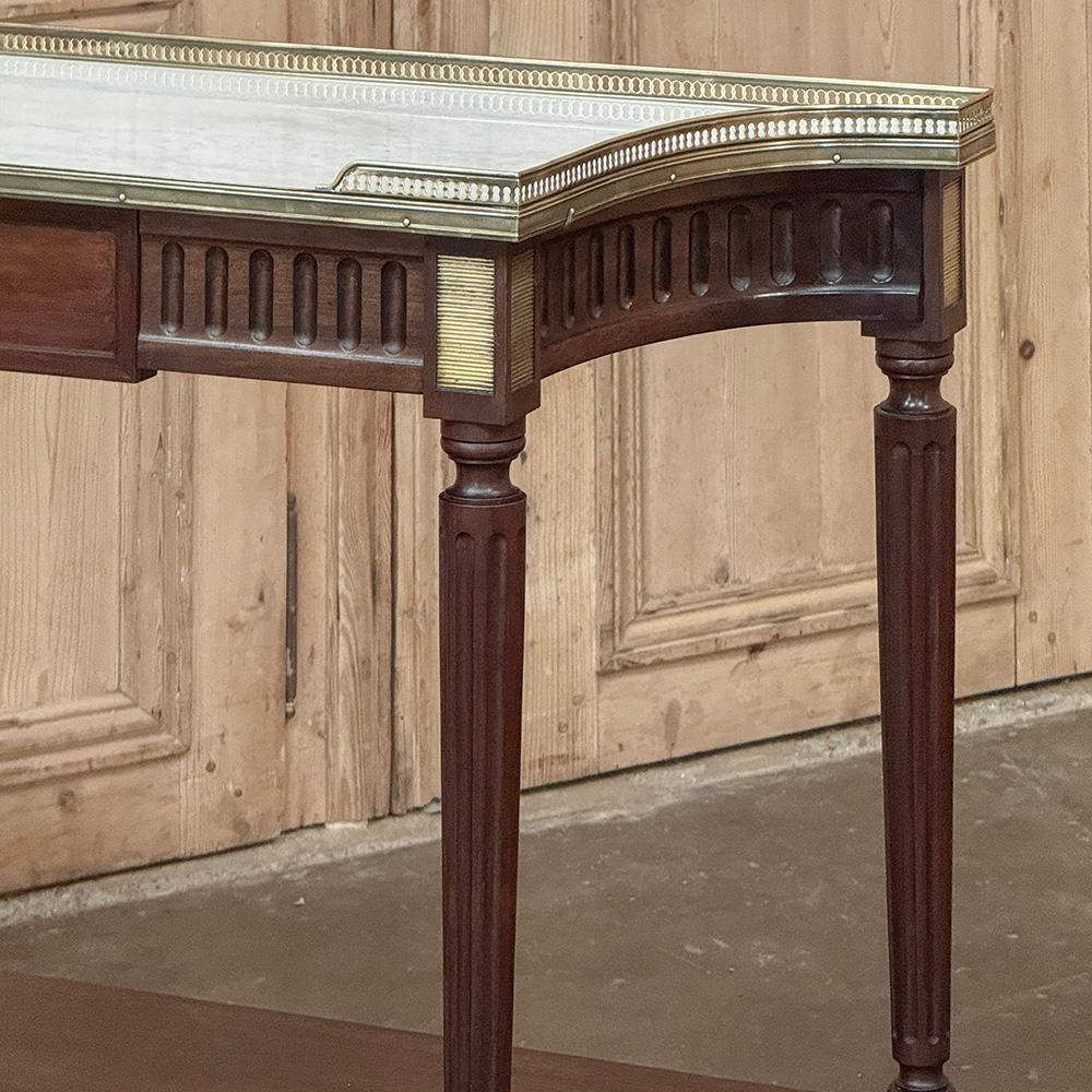 Antique French Directoire Consola Neoclásica de Caoba con Mármol de Carrara en venta 1