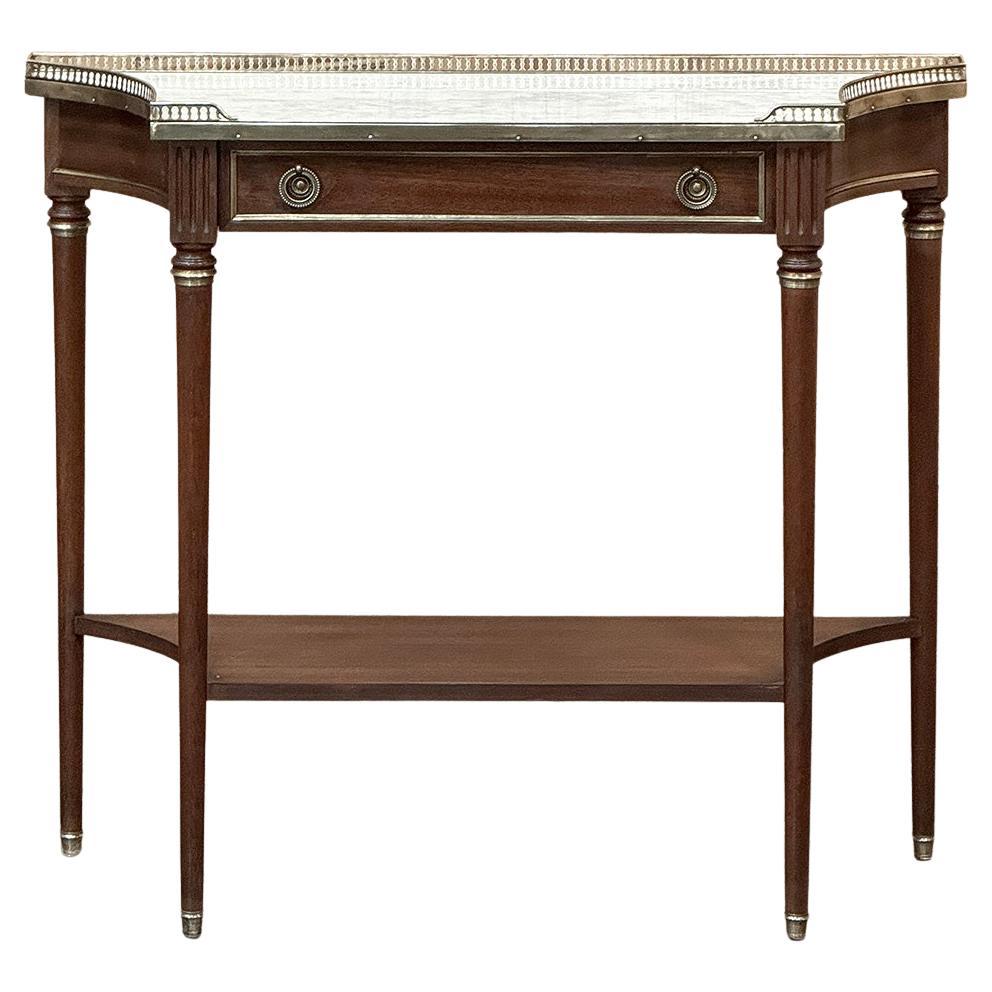 Antique French Directoire Neoclassical Mahogany Console with Carrara Marble For Sale