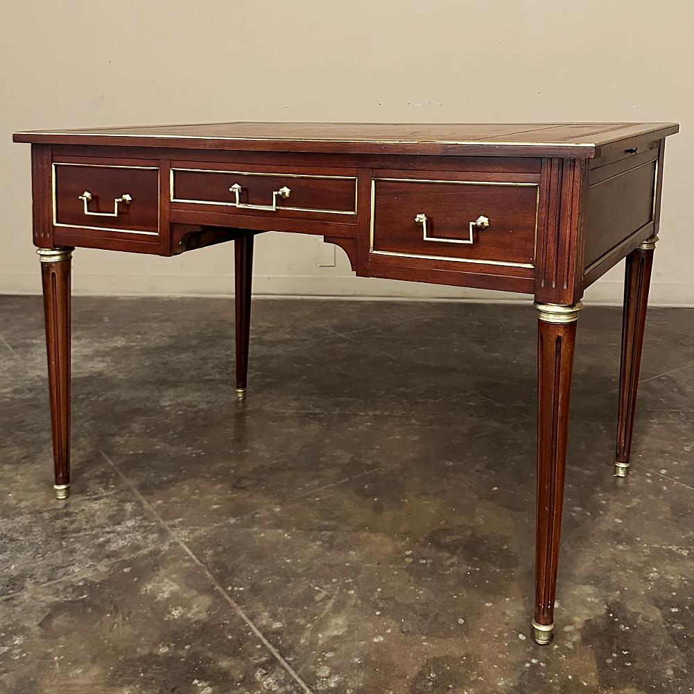 Antique French Directoire Neoclassical Mahogany Leather Top Desk For Sale 8
