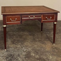 Antique French Directoire Neoclassical Mahogany Leather Top Desk