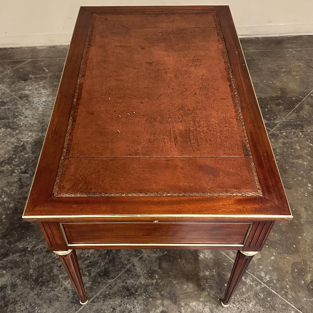 Antique French Directoire Neoclassical Mahogany Leather Top Desk For Sale 2