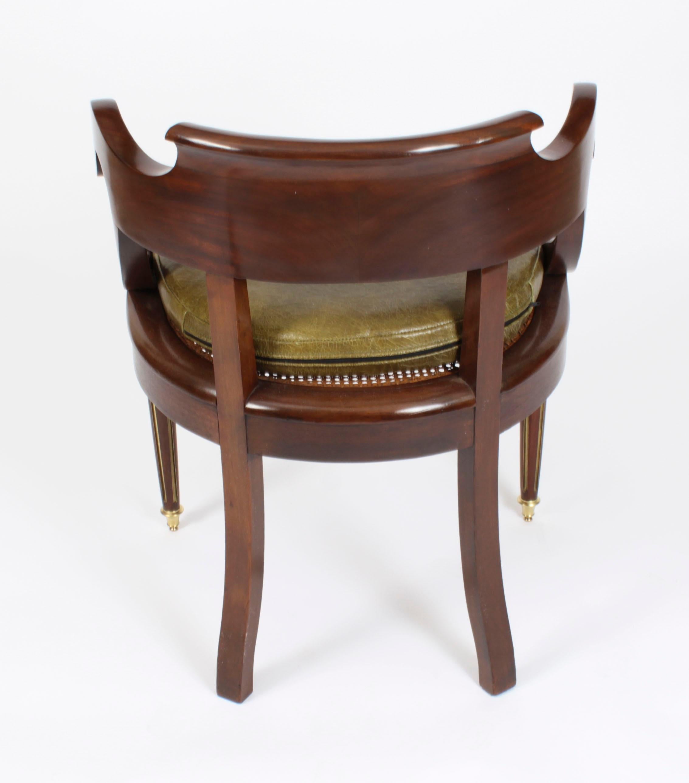 Antique French Directoire Ormolu Mounted Pedestal Desk & Armchair, 19th C 12
