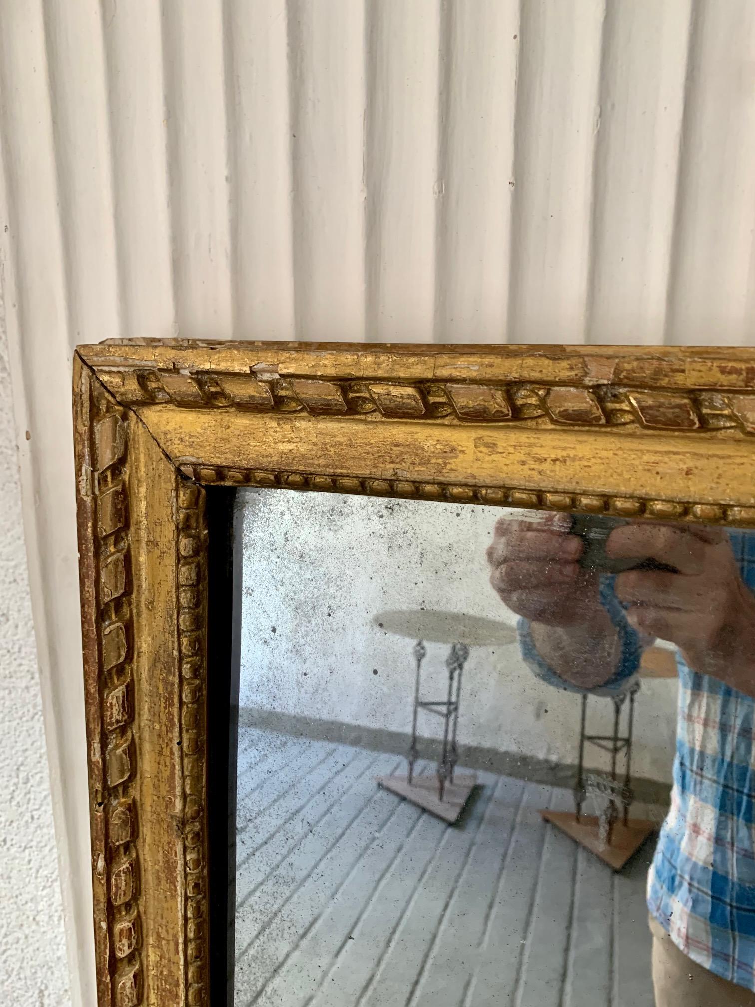 Antique French Directoire Period Carved and Gitwood Mirror For Sale 4