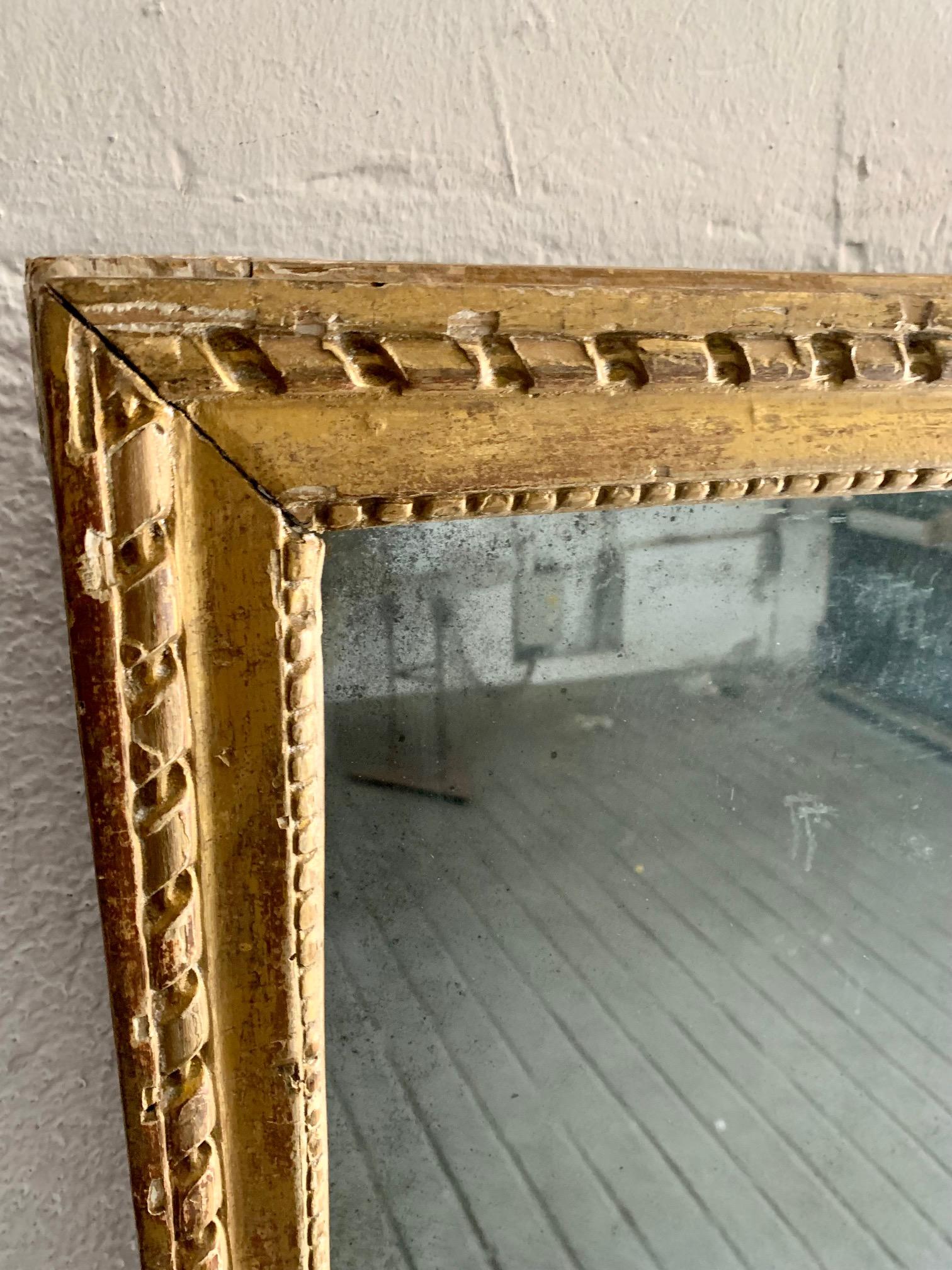 Antique French Directoire Period Carved and Gitwood Mirror For Sale 6