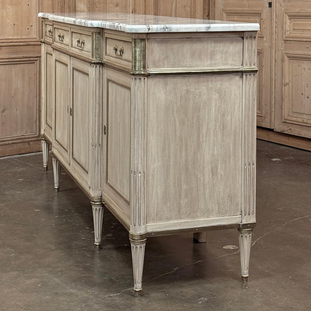 Antique French Directoire Buffet rayado con tapa de mármol de Carrara en venta 3