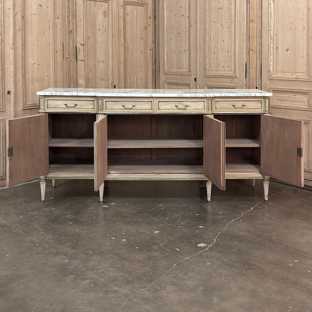 Antique French Directoire Buffet rayado con tapa de mármol de Carrara en venta 8
