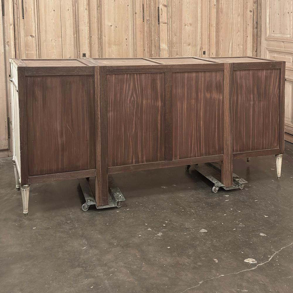 Antique French Directoire Buffet rayado con tapa de mármol de Carrara en venta 12
