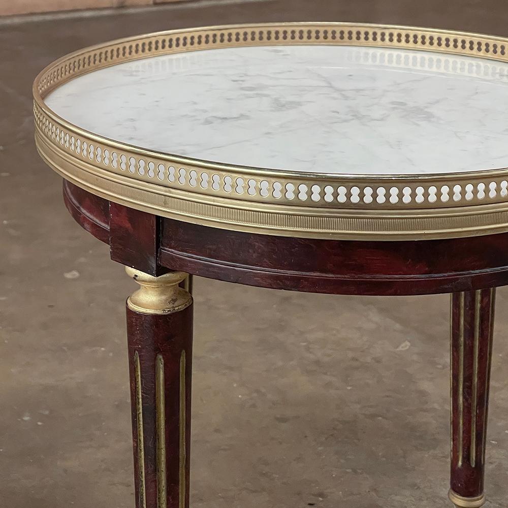 Antique French Directoire Style Bouillotte Side Table with Carrara Marble For Sale 4